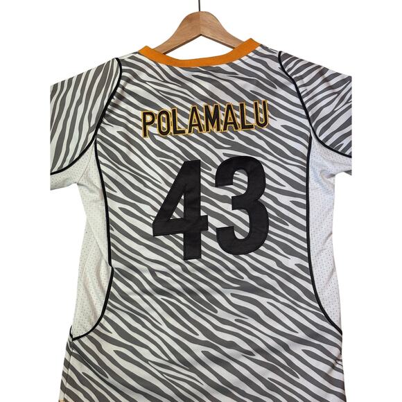 Vintage Nike Pittsburgh Steelers Troy Polamalu Zebra Jersey Youth L - Picture 3 of 6